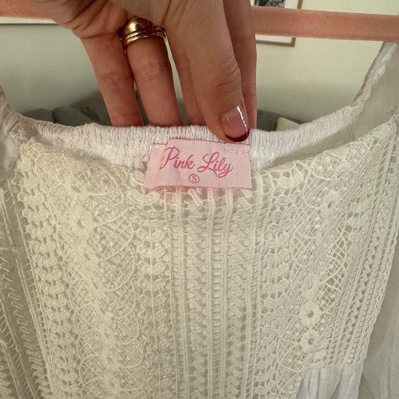 Pink Lily White long sleeve boho mini dress - Picture 4 of 7